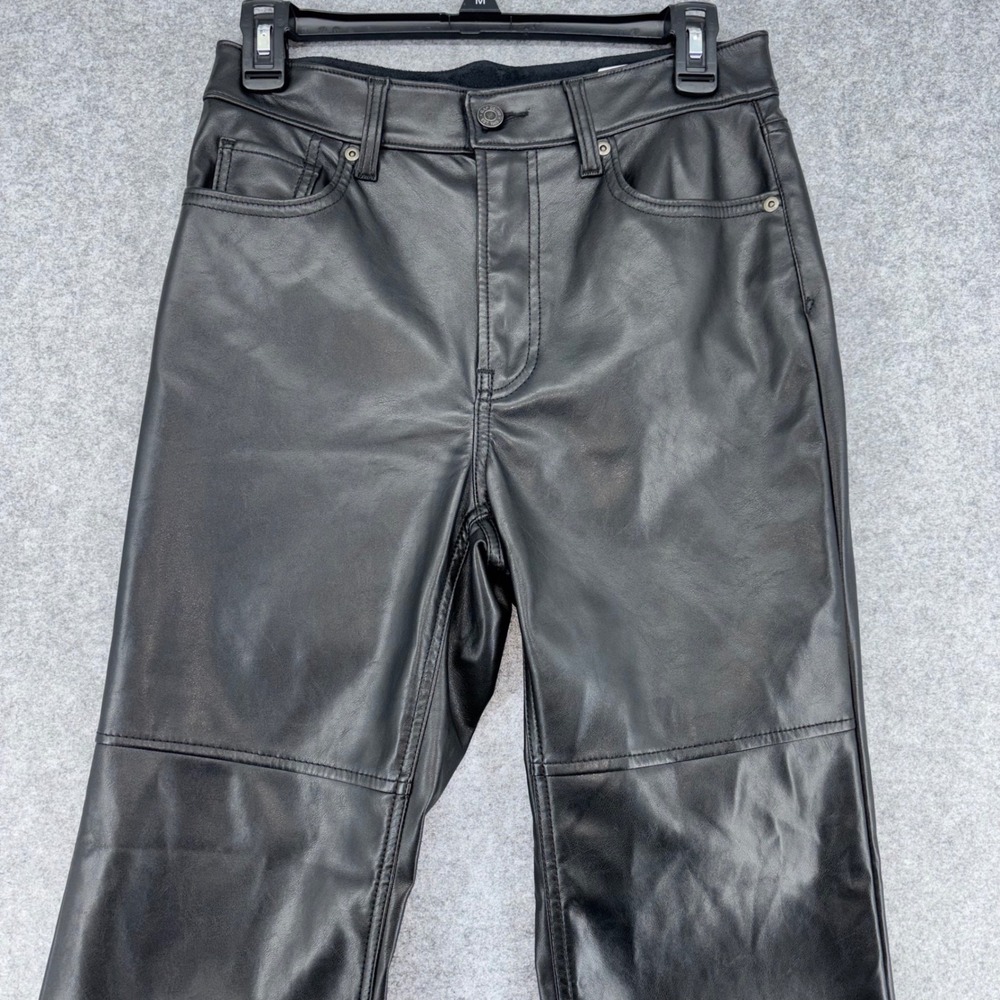 Gap Cheeky Straight High Rise Faux Leather Pants Black Womens 27 4 Regular